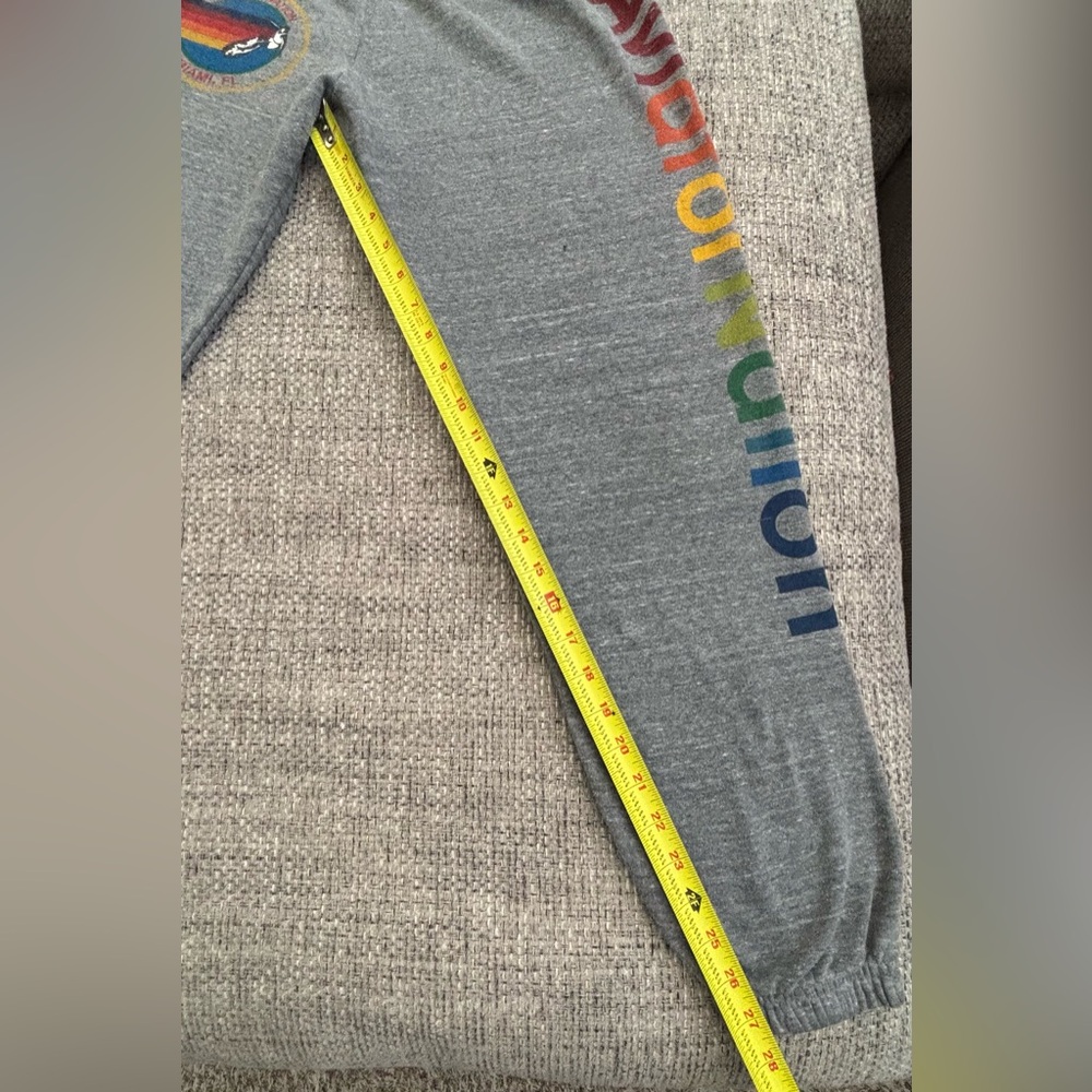 Aviator Nation 🌈 Grey Venice Logo Sweatshirt & Miami Logo Sweatpants Size Small - Picture 10 of 13